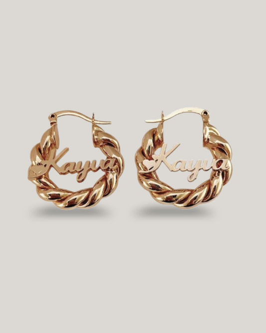 Custom Name Twist Hoops