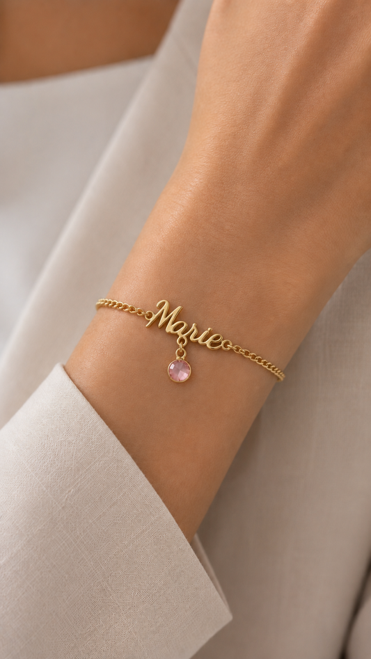 Custom Name Birthstone Bracelet